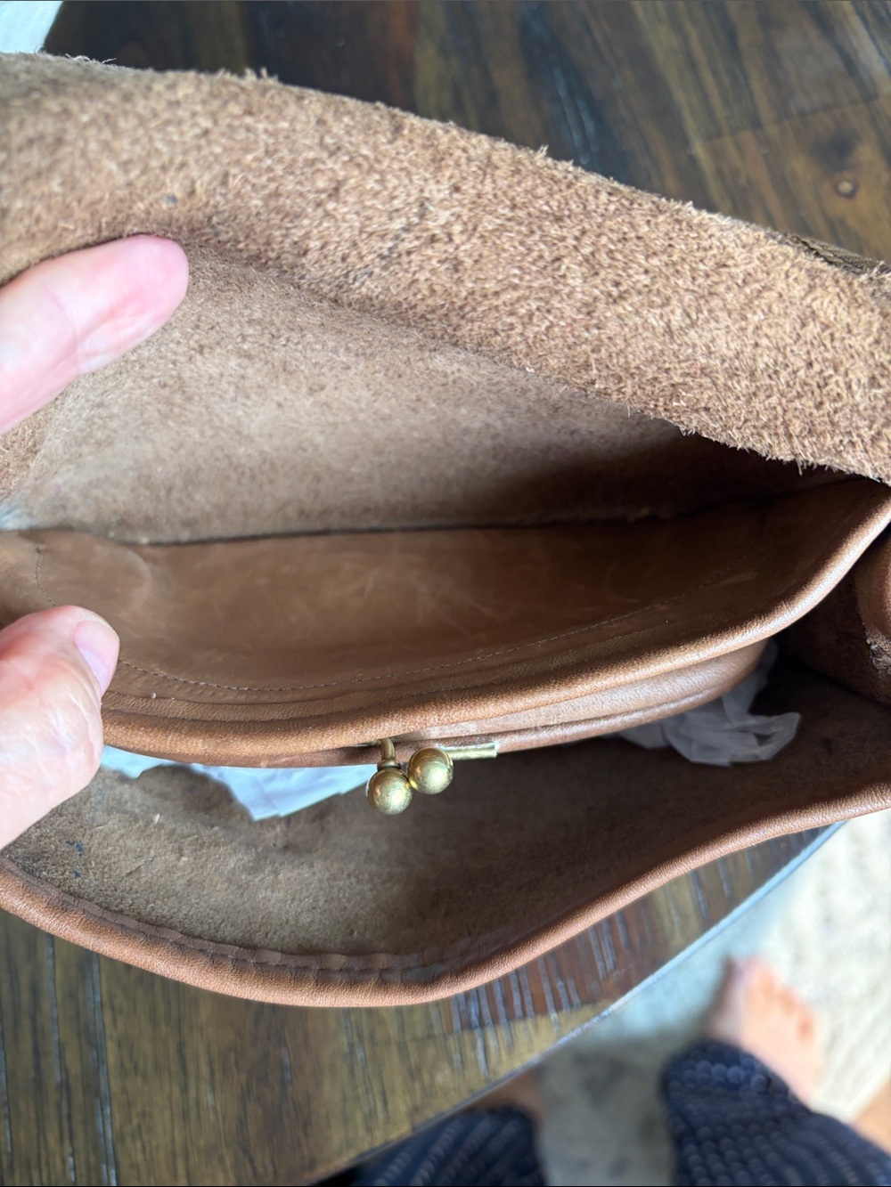 Vintage 1980’s Coach Pocket Purse British Tan Leather W/Original Hangtag! - Picture 6 of 10